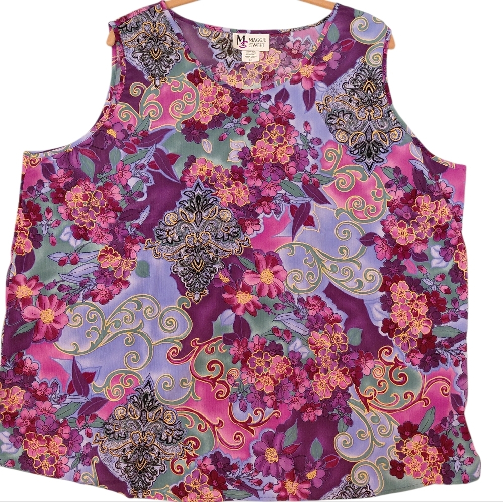 Maggie Sweet Floral Tank Top - Purple and Pink NWOT